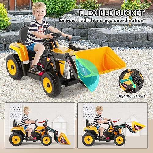 Miniatura 3 de JOYLDIAS Excavadora de conducción de 12 V con control remoto de 24 GHz vehículo eléctrico de construcción para niños excavadora con 3 velocidades