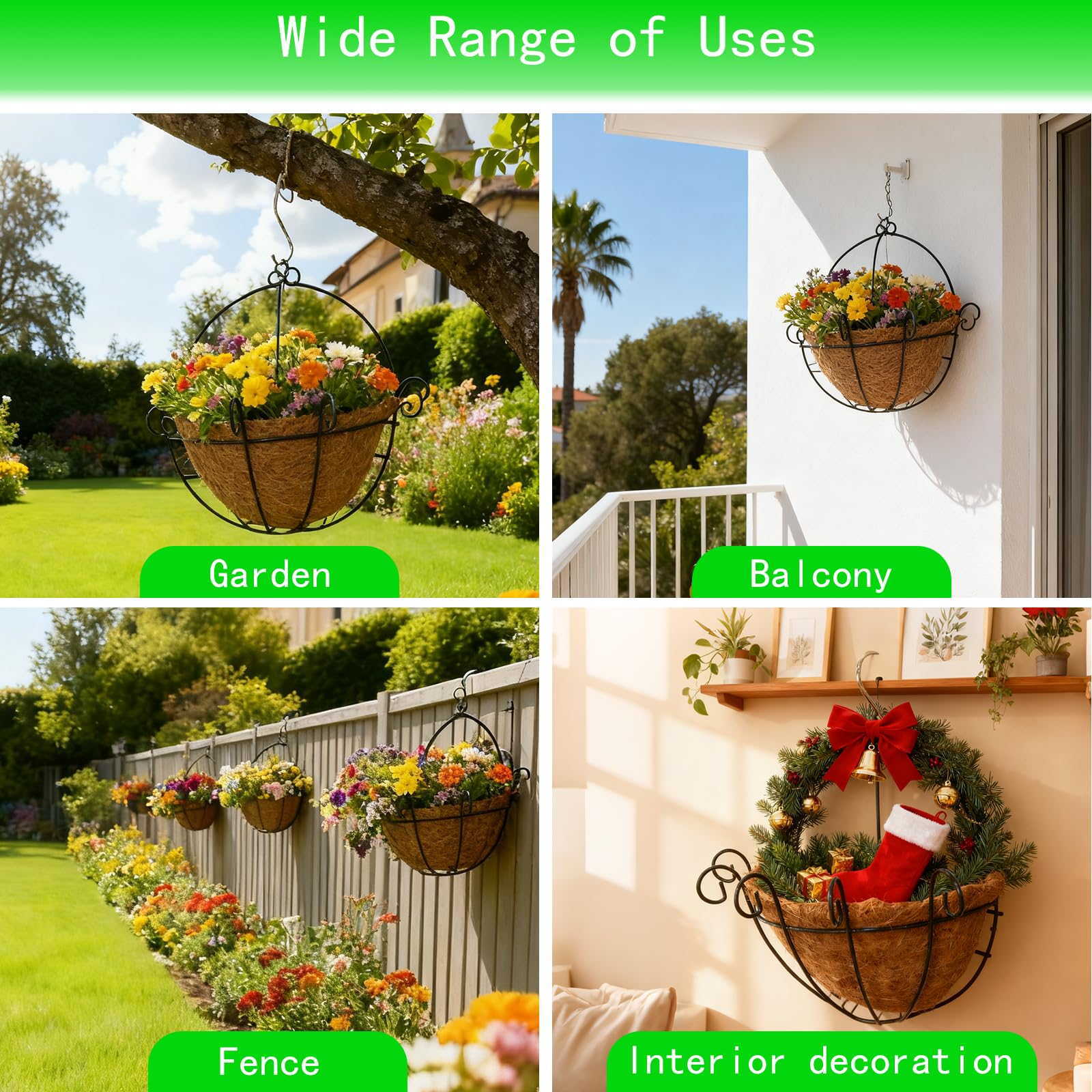 YIYOULLY Coco Liners for Hanging Baskets, Natural Half Round Coco Replacement Li
