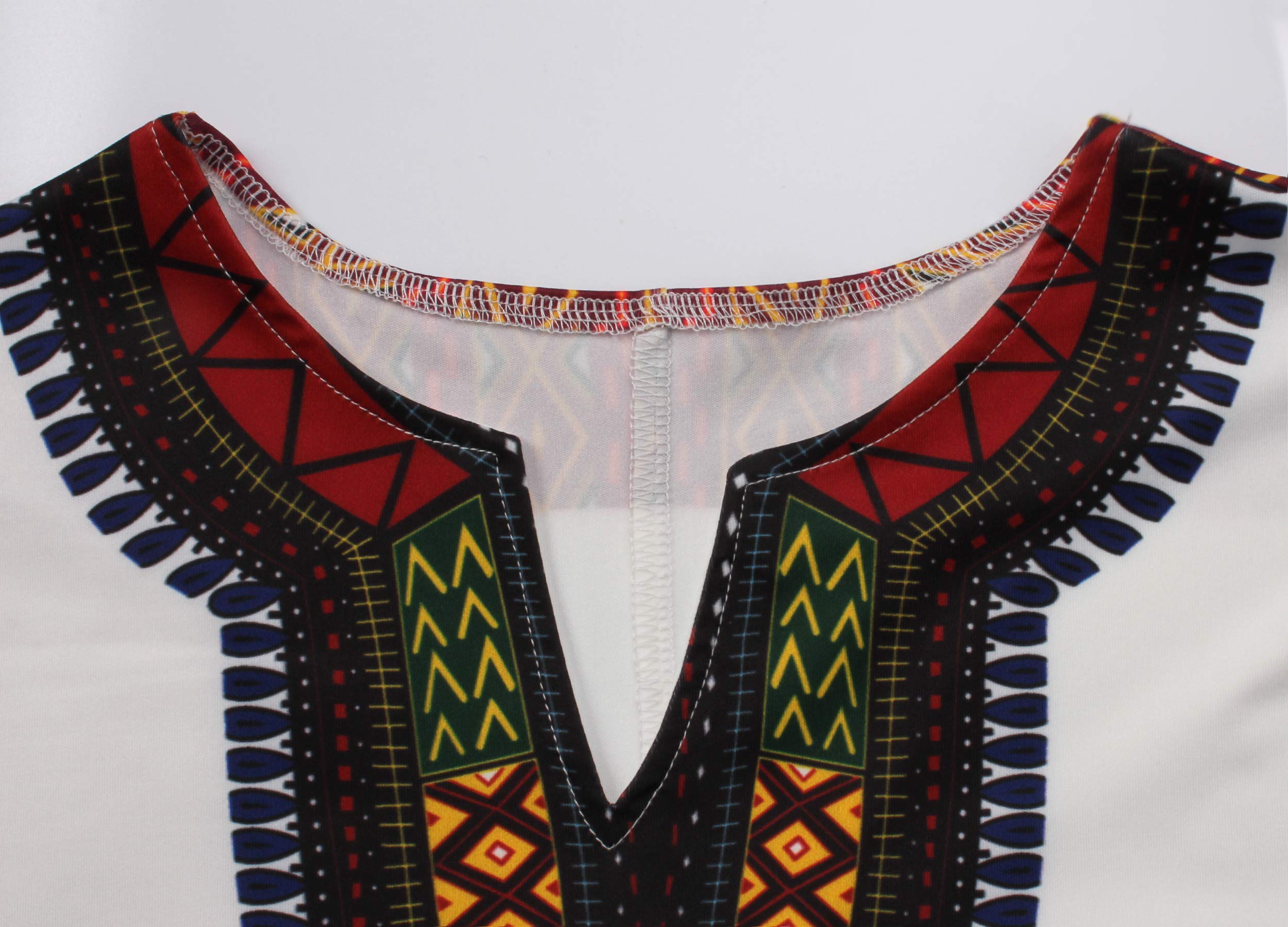 Abito da donna aderente Dashiki africano midi bohémien vintage con tasca
