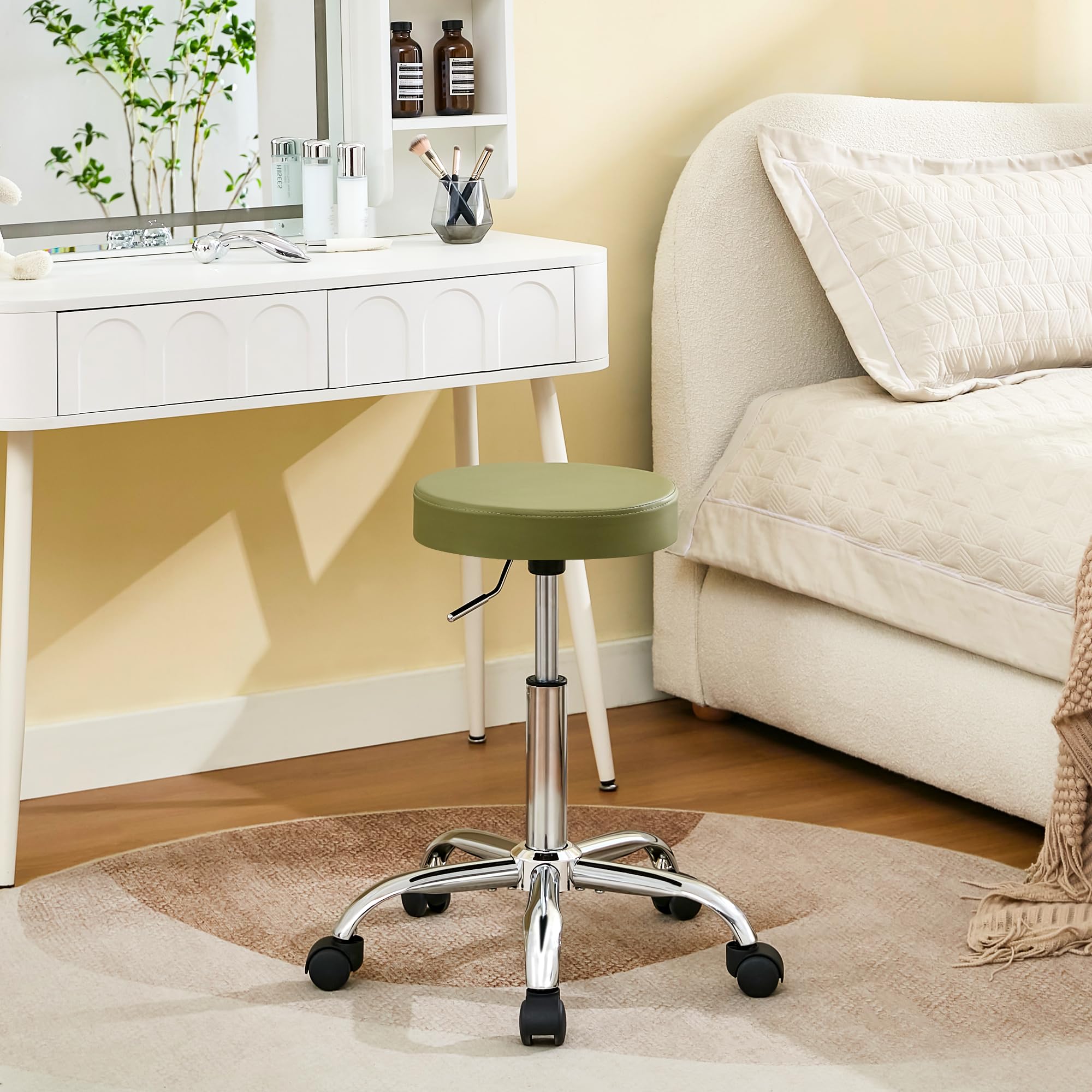 FIRAVOE Tattoo Stool - Rolling Salon Chair with Wheels -1