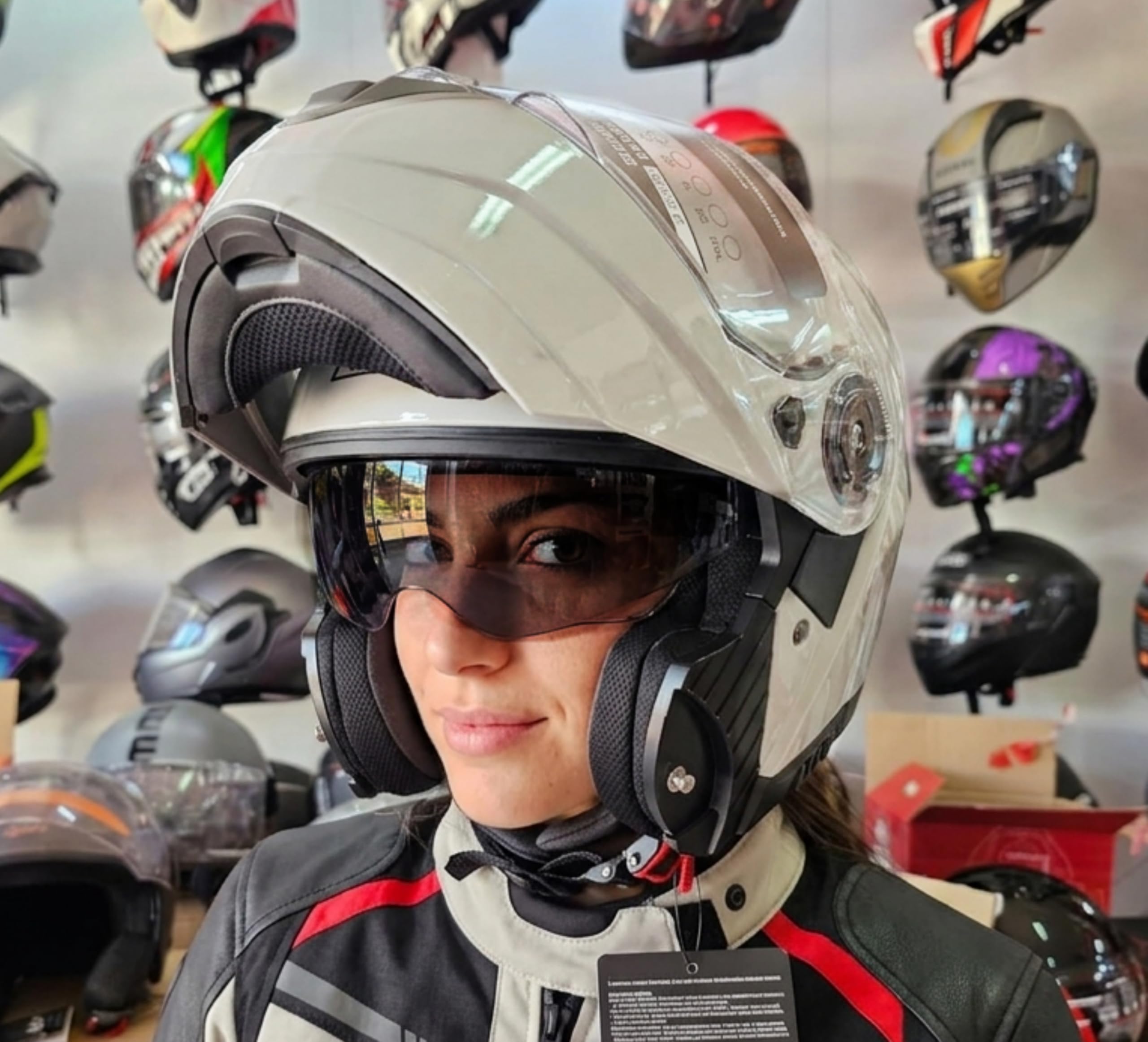 Casco Apribile DF906 Moto Modulare, Grigio Nardo' Lucido, con Visiera Parasole, tg S