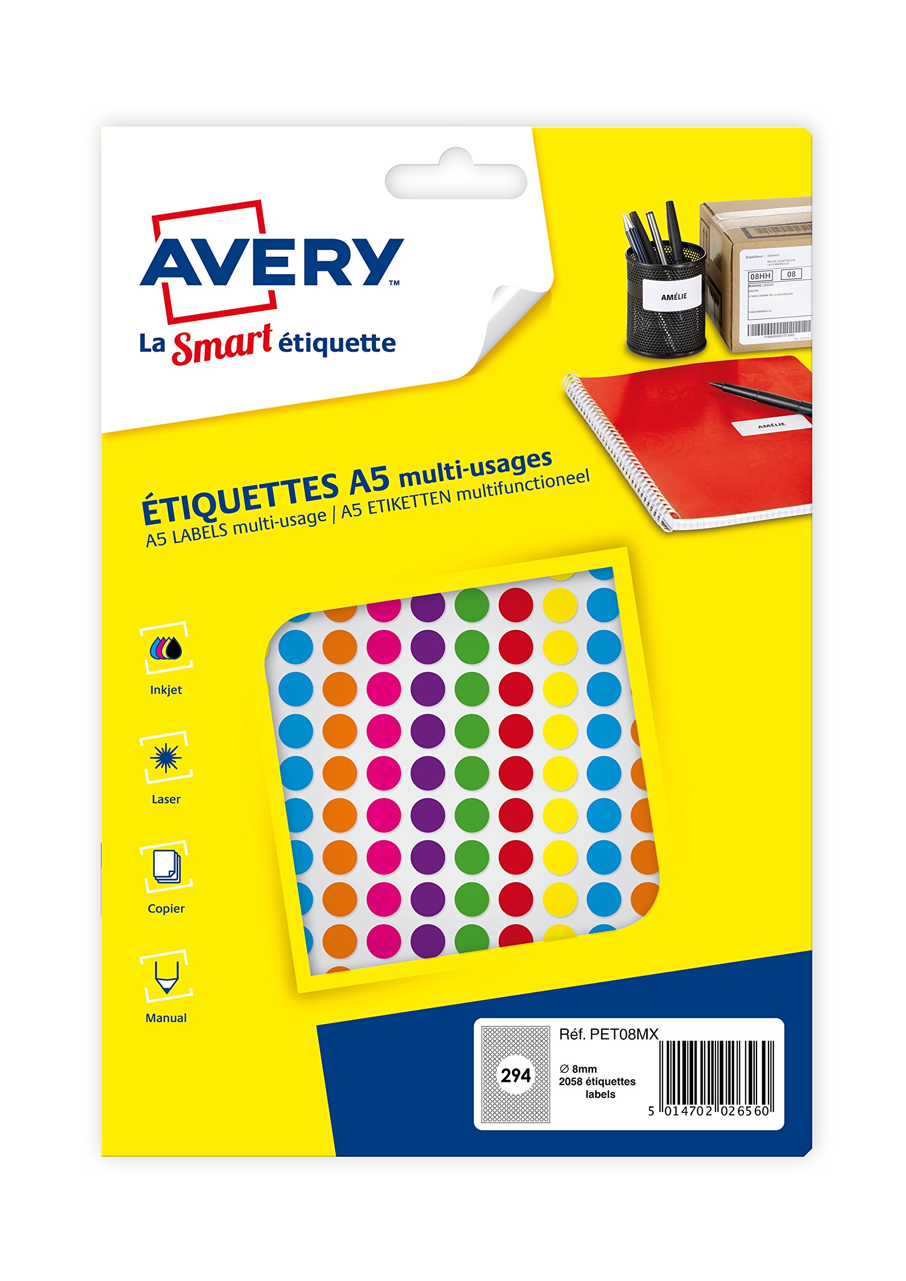 Avery 2940 Lozenges 8 mm Mixed Colours