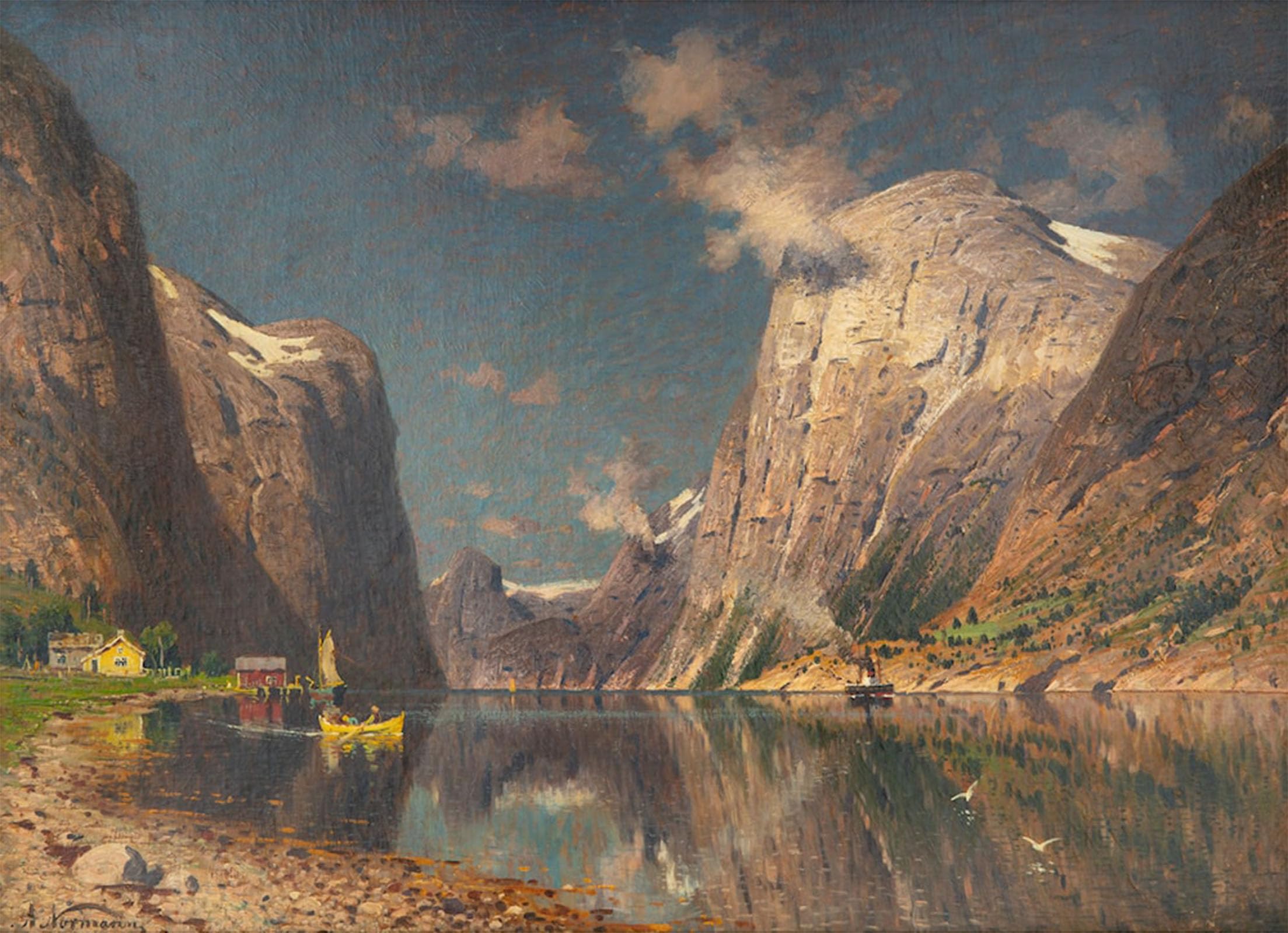 ARTXLXXBN Famous Painting Art Wall Decor Abstract Art Picture View of a Fjord by Adelsteen Normann Animal Pictures for Home Decor 60x90cm