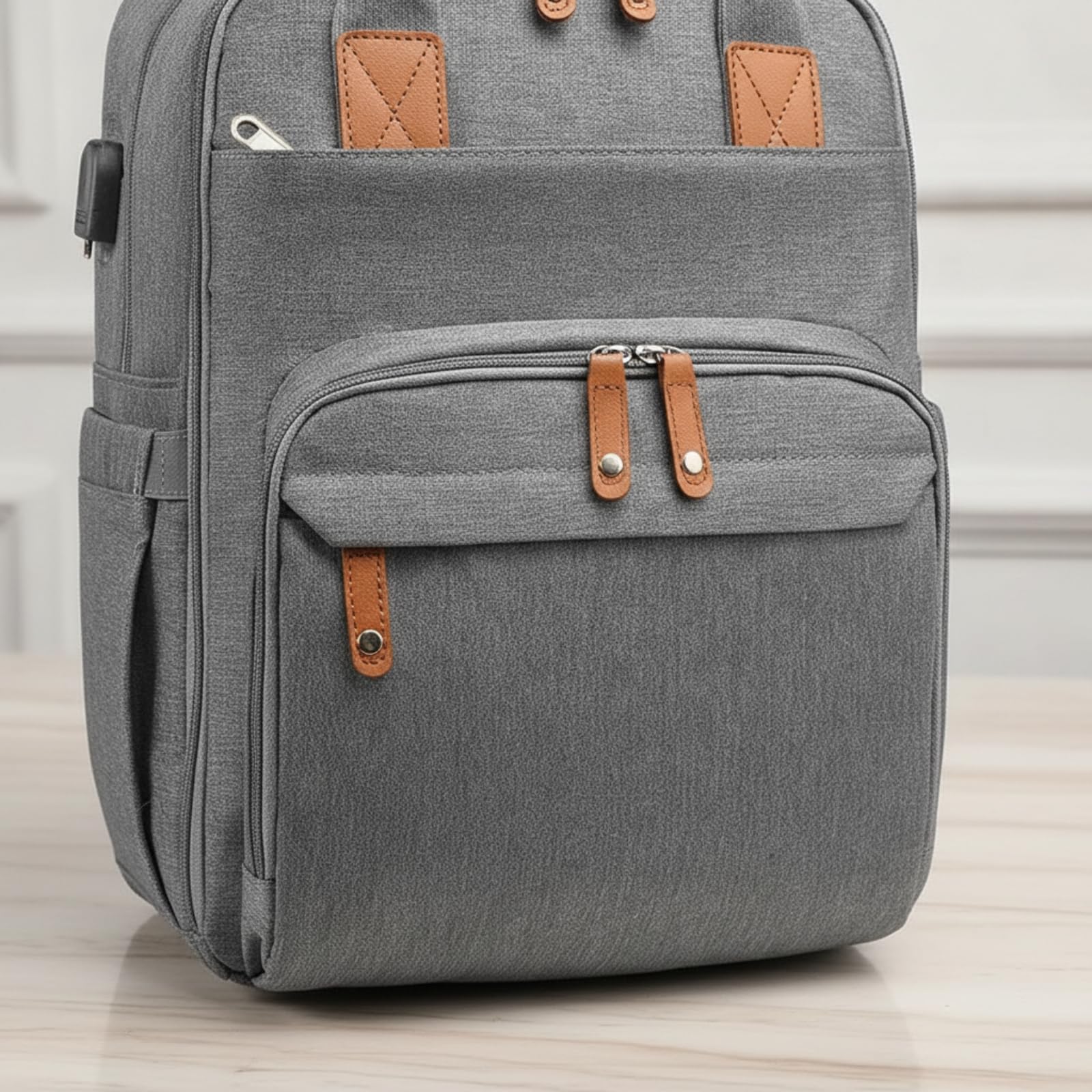 Zaino Fasciatoio con Lettino Pieghevole Multifunzione Zaino Fasciatoio con Lettino da per Genitori, Neonati, Passeggiate, Grigio, Grigio Chiaro
