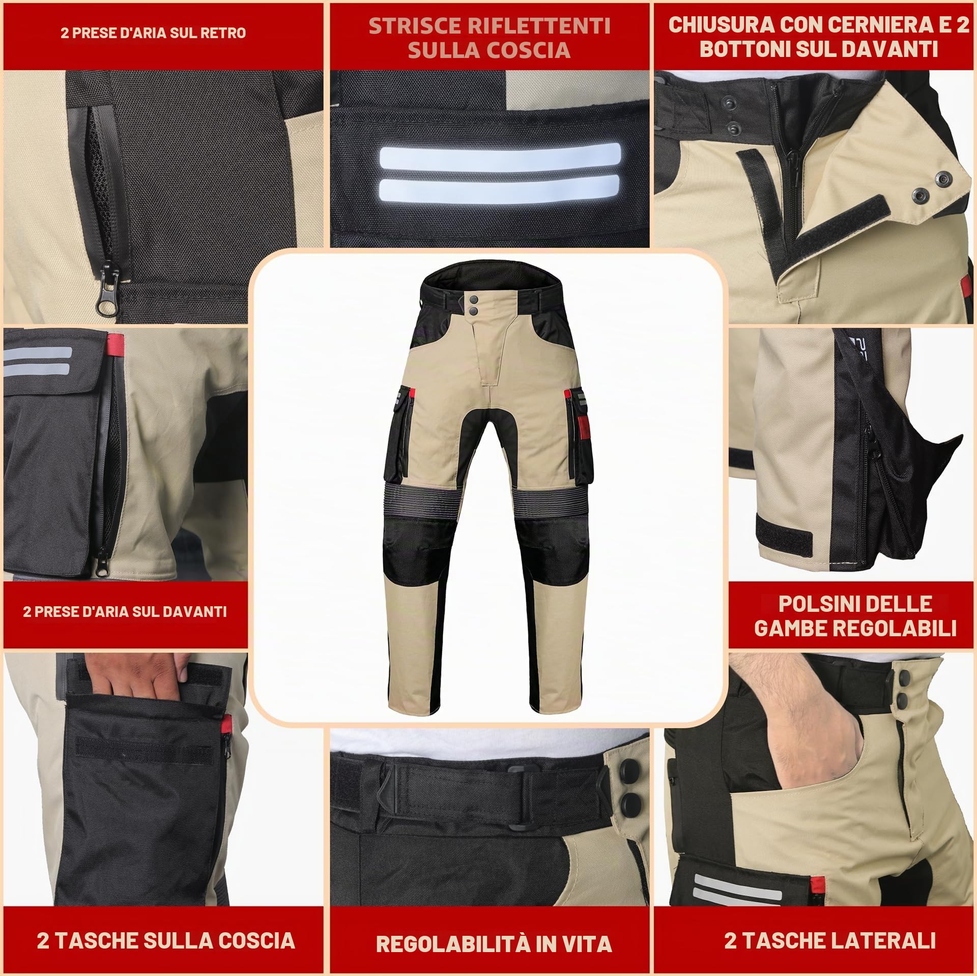 Pantaloni da moto da uomo Pantaloni protettivi da moto Pantaloni da Corsa