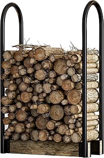 FireBeauty Adjustable Firewood Log Rack Bracket Kit - Heavy Duty Steel, Black Powder Coated for Indoor Outdoor Fireplace Storage