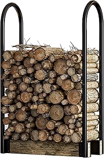 Fire Beauty Firewood Log Rack Adjustable Bracket Kit, Fireplace Wood Storage Holder,Black Powder,Coated Steel, Outdoor and Indoor