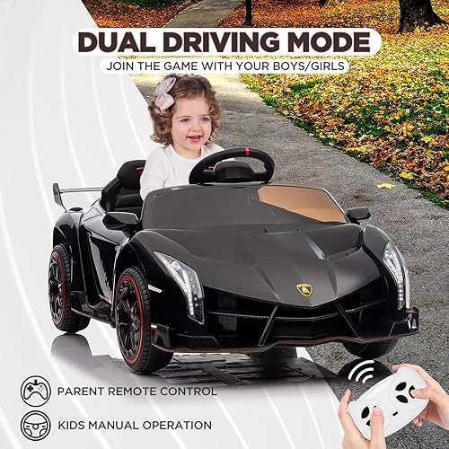 Miniatura 5 de Lamborghini Venono - Coche eléctrico para niños con licencia de 12 V con control remoto para padres, puerta de tijera, 3 velocidades, faros LED,