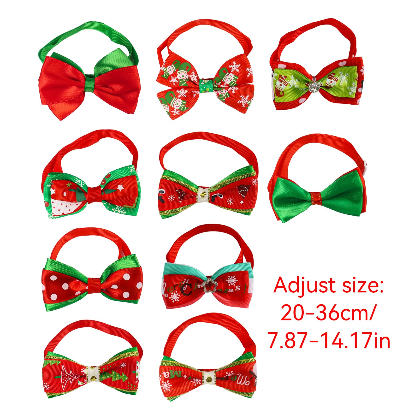 Christmas Bow Ties for Dogs 10Pcs Adjustable Xmas Pet Collar Christmas Dog Neckties Cat Bow Ties Christmas Bow Tie Necktie for Pets Dogs Cats - Image 2