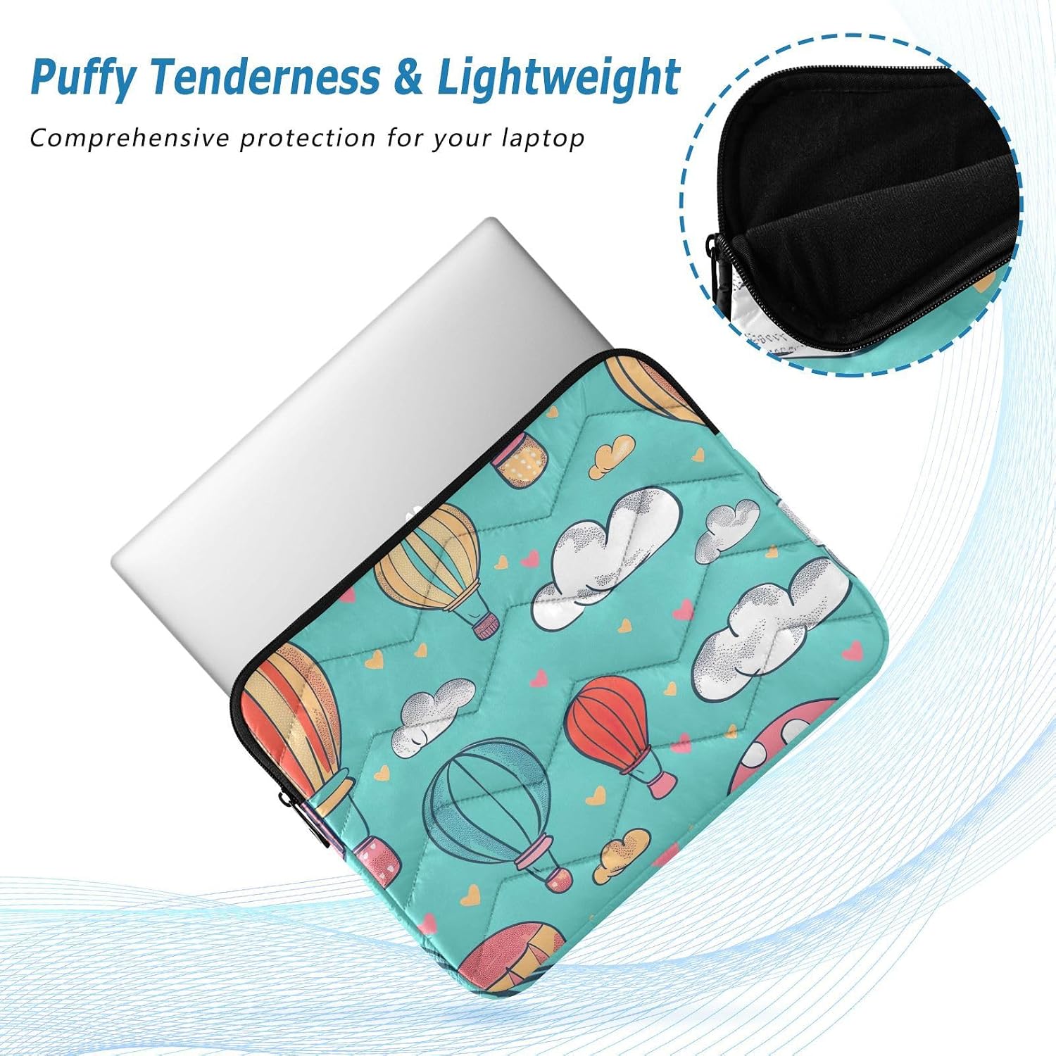 13-14 Inch Laptop Sleeve Cute Balloon Green Laptop Sleeves 14 Inch Aesthetic Laptop Case Laptop Cover 14 Inch image 5