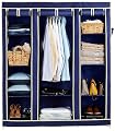 OBBO -Poartable Fabric,Plastic,Iron 3-Door Foldable Wardrobe Closet with shelevs and Hanging Rod-Lightweight,Foldable St