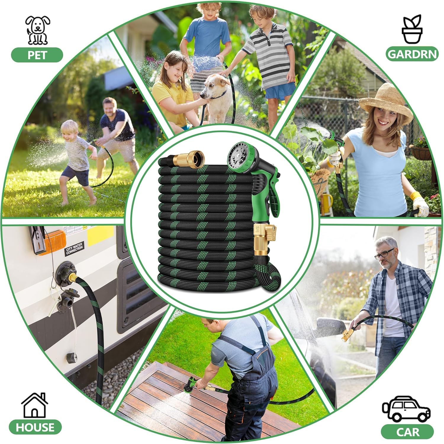 30 m nicht dehnbarer Gartenschlauch, 2026 Neuer, verbesserter nicht erweiterbarer Gartenwasserschlauch, ultraleichter und flexibler berstfester, knickfreier Gartenschlauch, Allwettereinsatz für Rasen