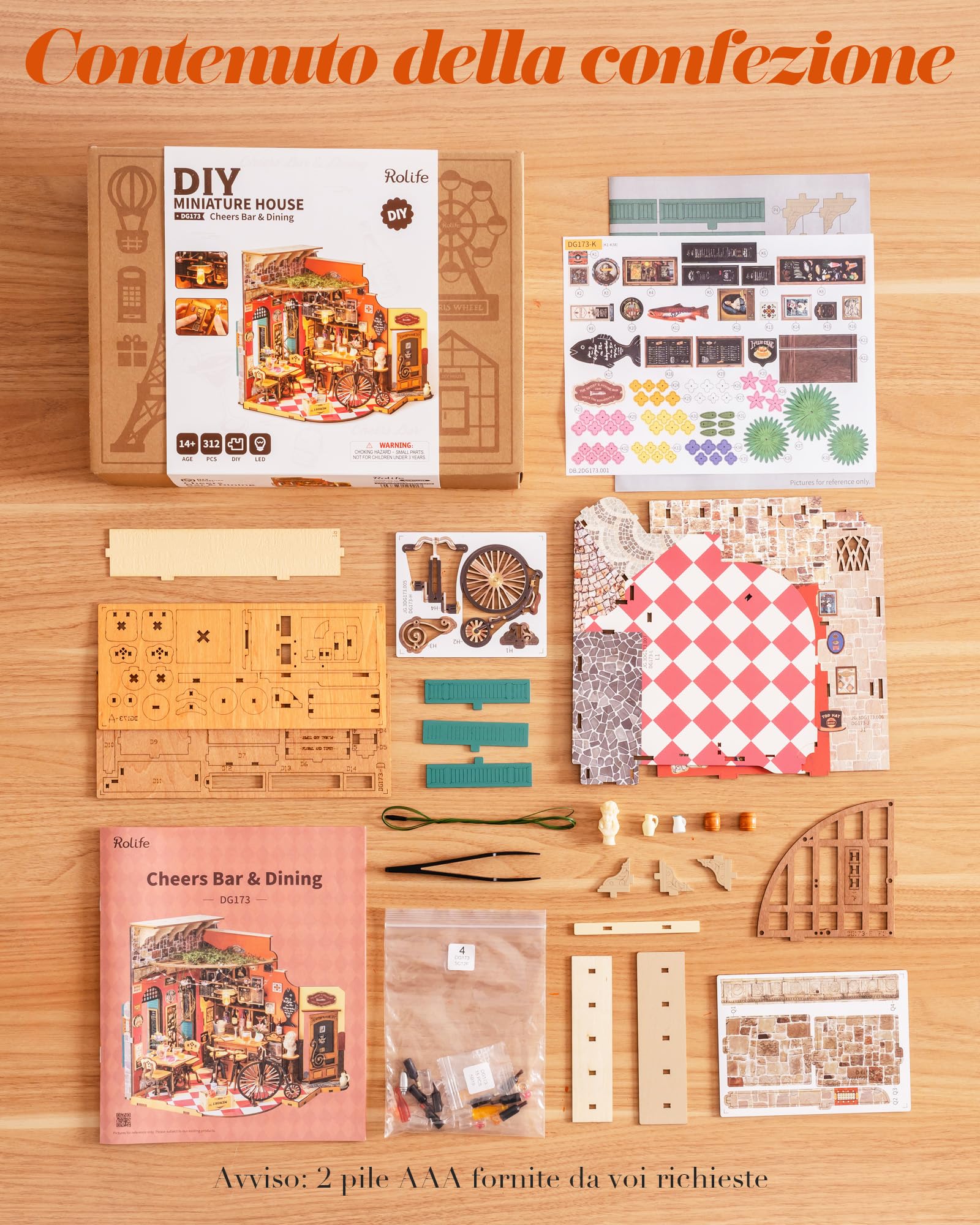 Rolife Miniature Casa - Kit Casa in Miniatura DIY Bar Cheers, Modellismo da Costruire Adulti Casa delle Bambole in Legno Puzzle 3D per Adolescenti
