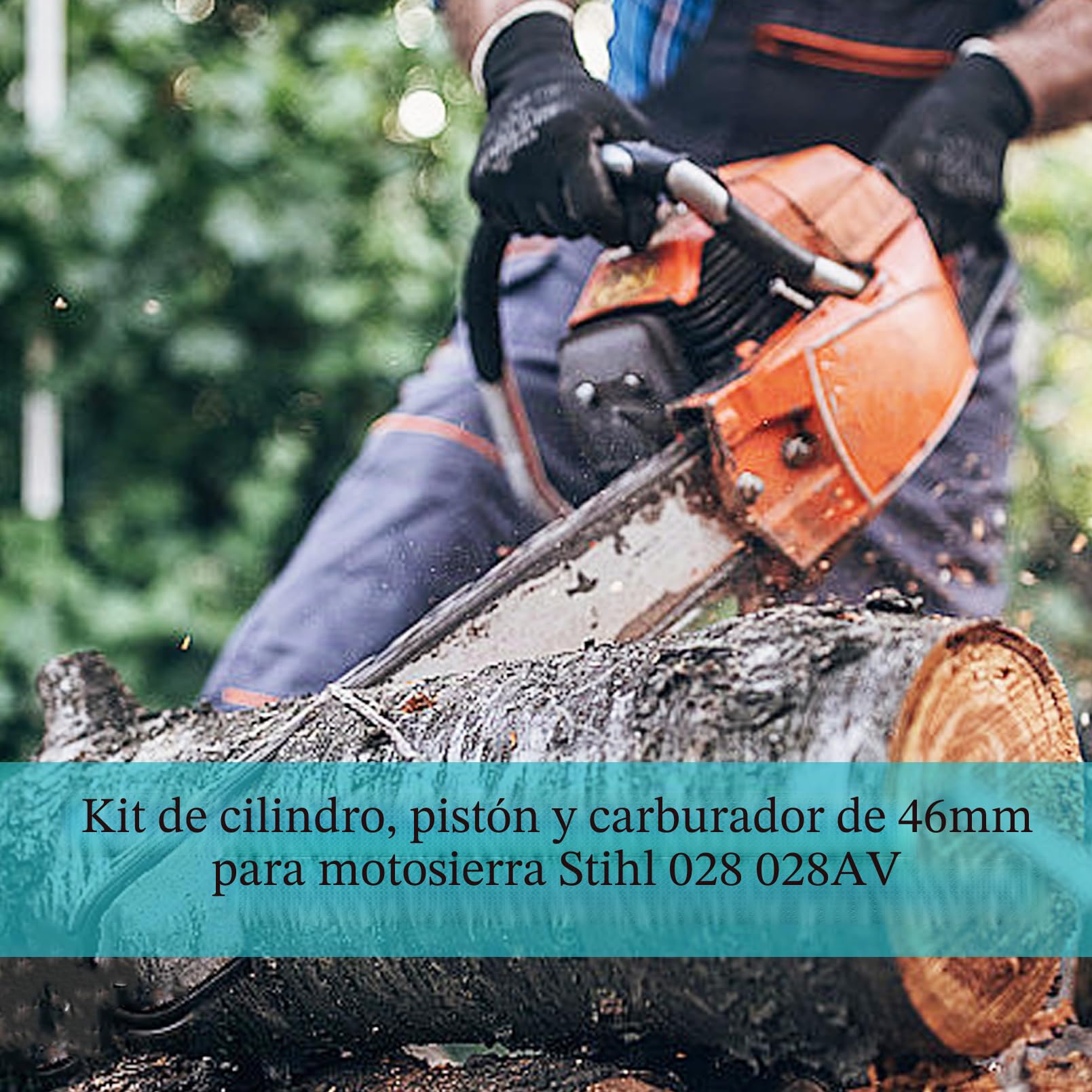 46 mm Carburador de pistón de Cilindro Kit para Stihl 028 028AV Motosierra con Filtro de Aire Filtro de Combustible línea de Combustible Repuestos 1118 020 1203