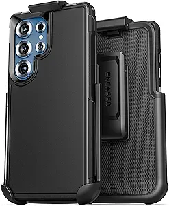 Encased Rugged Belt Case for Samsung Galaxy S25 Ultra, Protective [Heavy Duty] Dual-Layer Shockproof Cover with Rotating Belt Clip Holster (Compatible with MagSafe), Black (S25 Ultra)