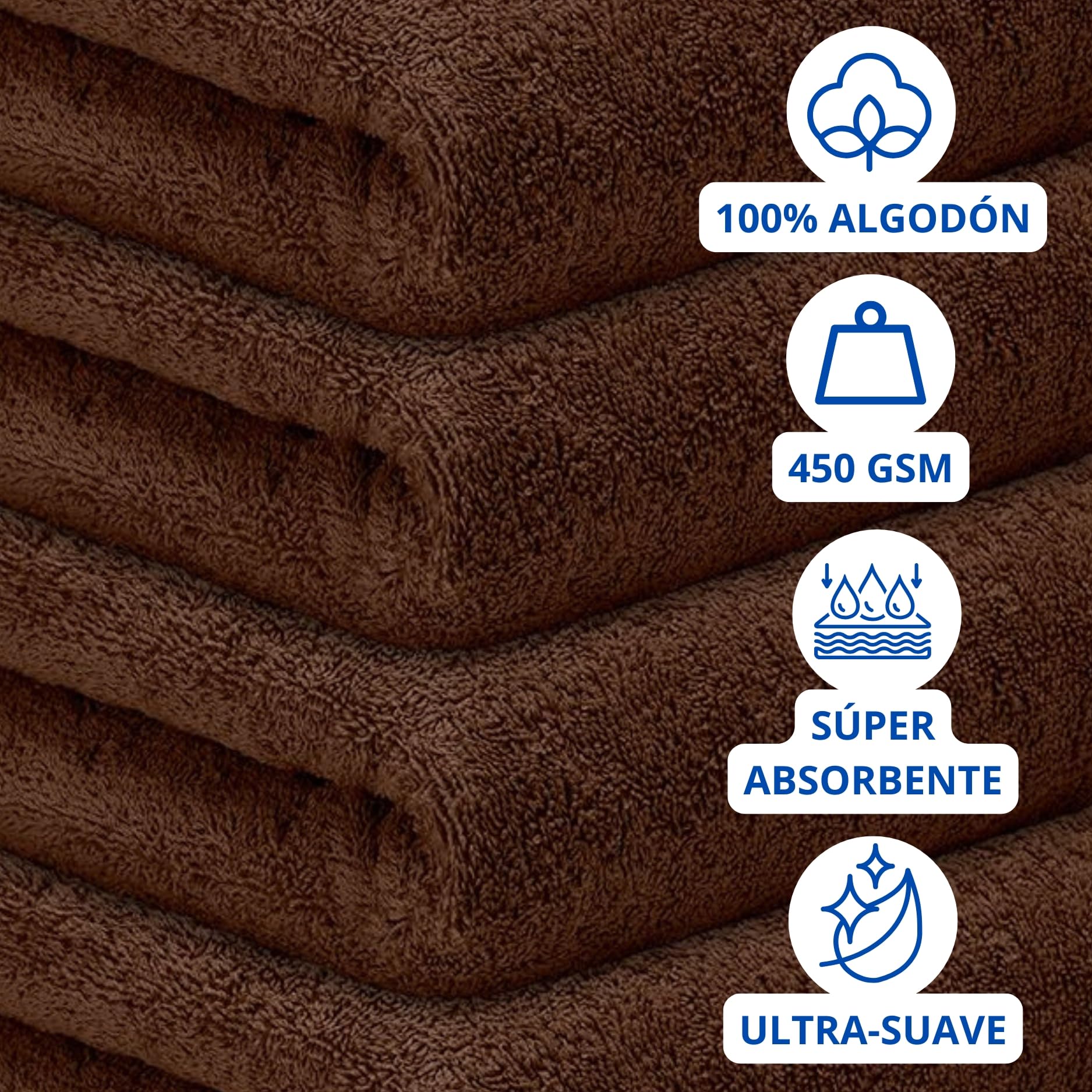 DECASATEXTIL Set di 2 asciugamani da bagno extra grandi, 100 x 150 cm, cotone, 450 g/m², asciugamani da doccia premium e assorbenti, per casa, spa o palestra (marrone)