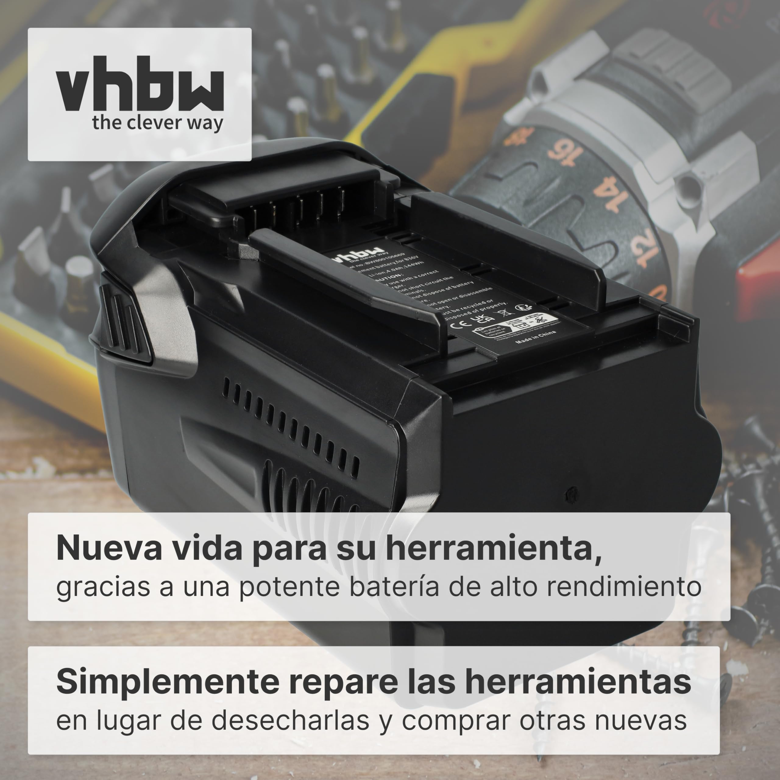 vhbw Batería Compatible con Hilti TE6-A36, TE 6-A36 AVR, TE 500-A36, CPC 36V Herramienta (4000 mAh, Li-Ion, 36 V)
