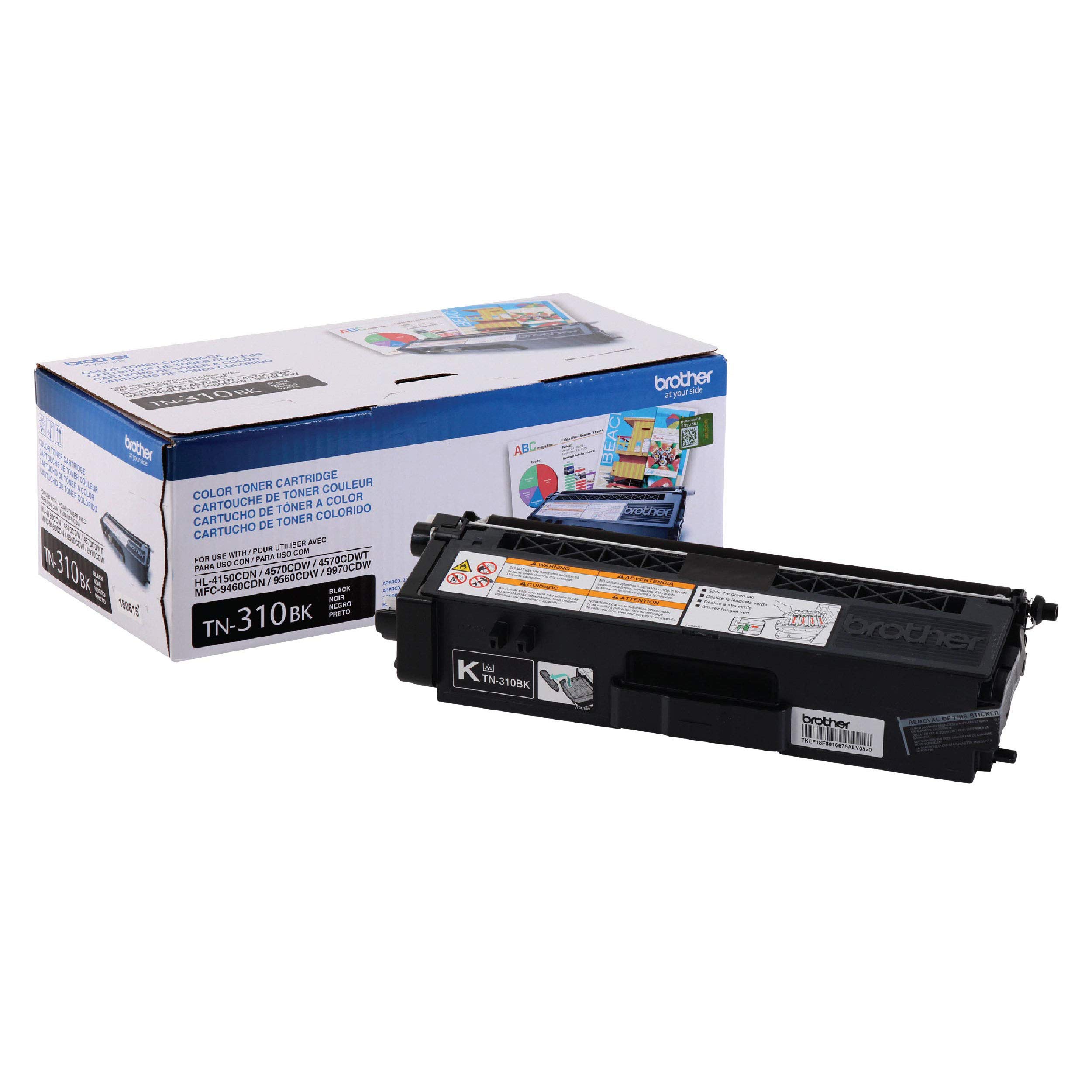 Brother Genuine Standard Yield Toner Cartridge, TN310BK, Replacement Black Toner, Page Yield Up To 2,500 Pages, TN310
