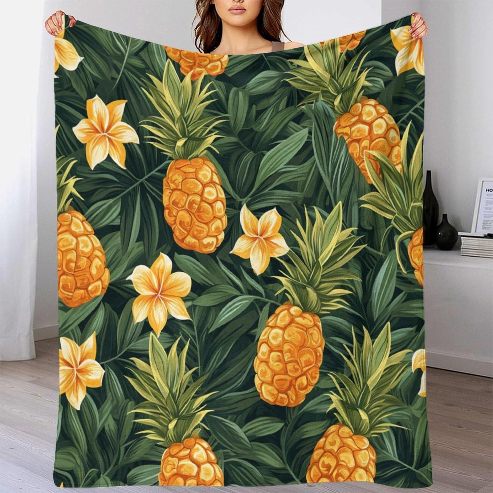 Coperta morbida in pile di flanella, con ananas, regalo di compleanno per amici, famiglia, regalo di Natale per amici e partner, coperta natalizia per divano e letto, 150 x 200 cm