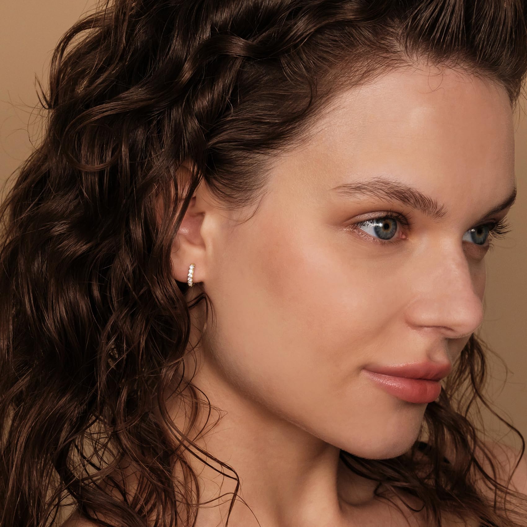 PAVOI 14K Gold Plated 925 Sterling Silver Post Pave Cubic Zirconia Huggie Hoop Earrings for Women