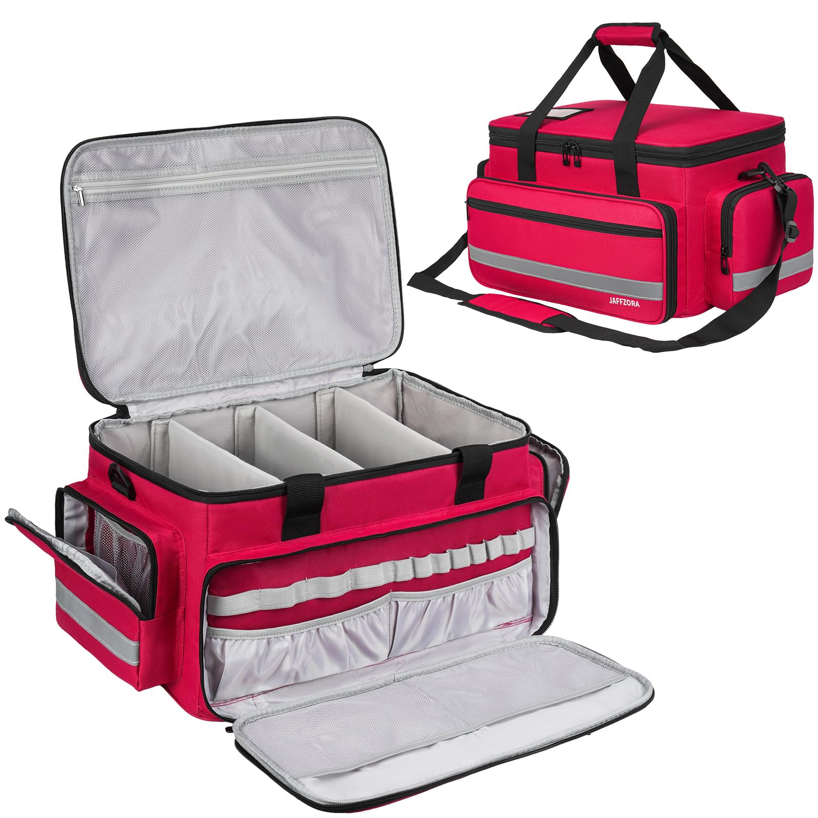 Borsa di emergenza vuota per infermiere, grande borsa medica, portatile borsa medica da viaggio, organizzatore di pillola per lavoro (rosso, grande)