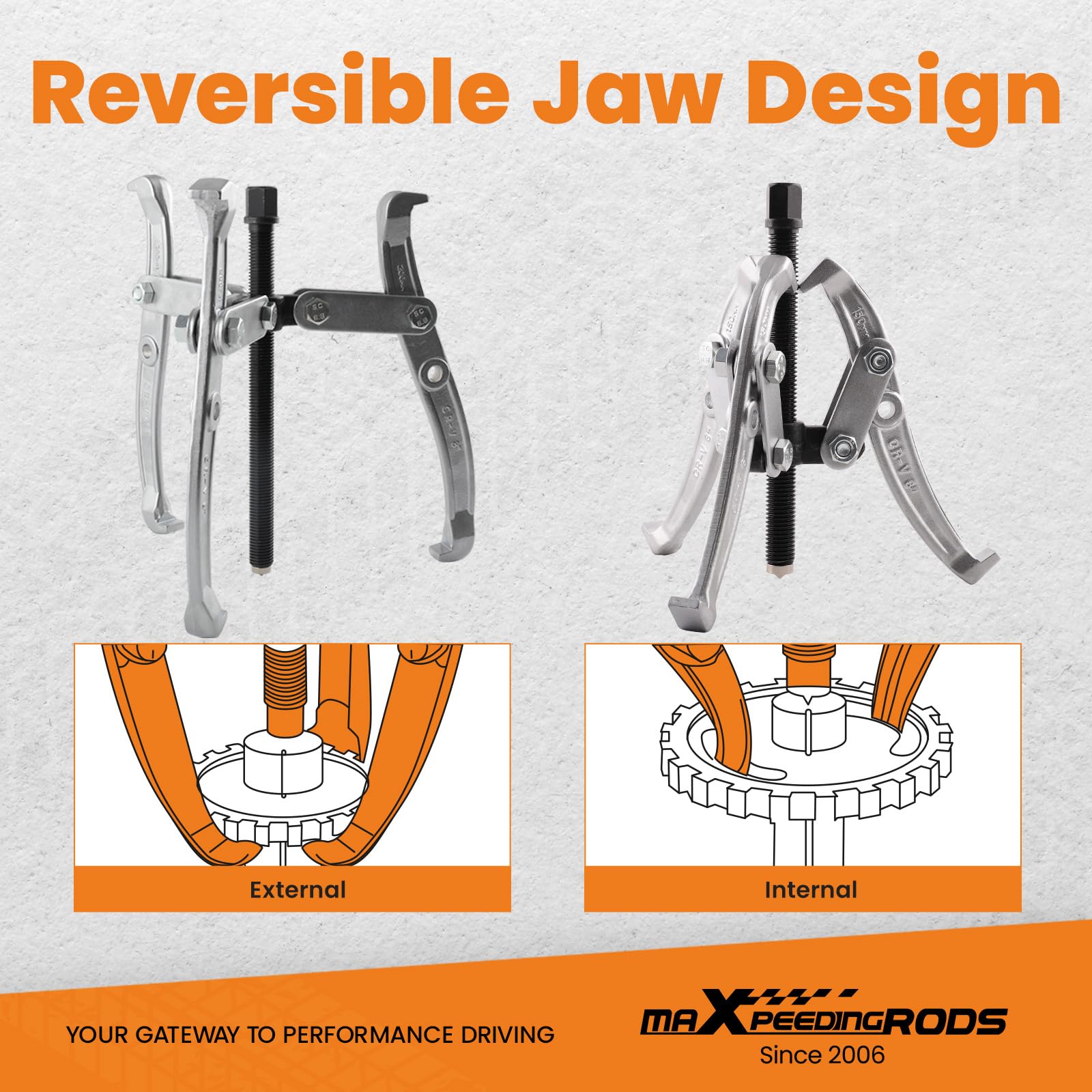 maXpeedingrods Juego de extractor de polea de cubo de engranajes, kit de rodamientos de extractor de mandíbulas de 2/3, 3, 4, 6, 8 pulgadas, juego de extractor de engranajes externos, kit de