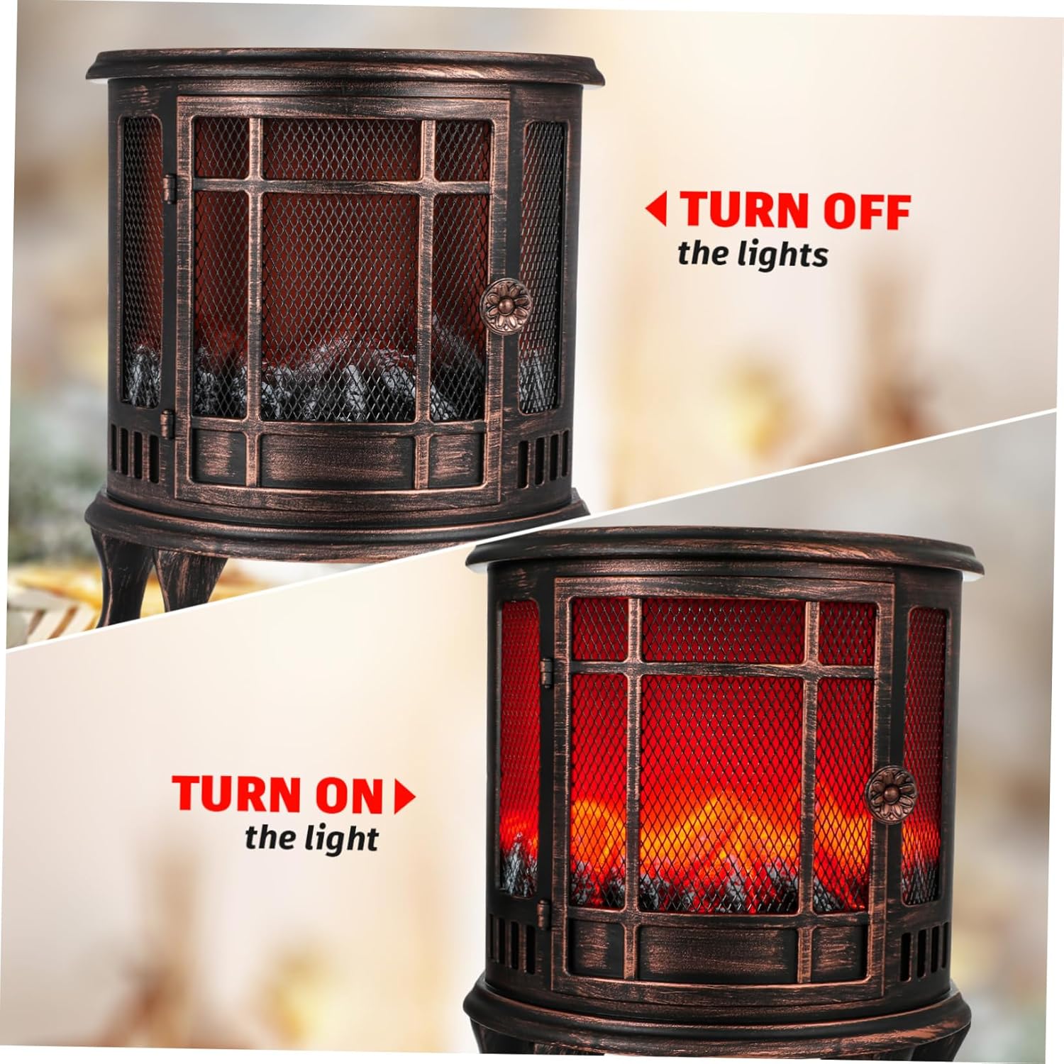 1pc Retro Creative Shape Bed Lamp Simulation Fireplace Light for Living Room Decor