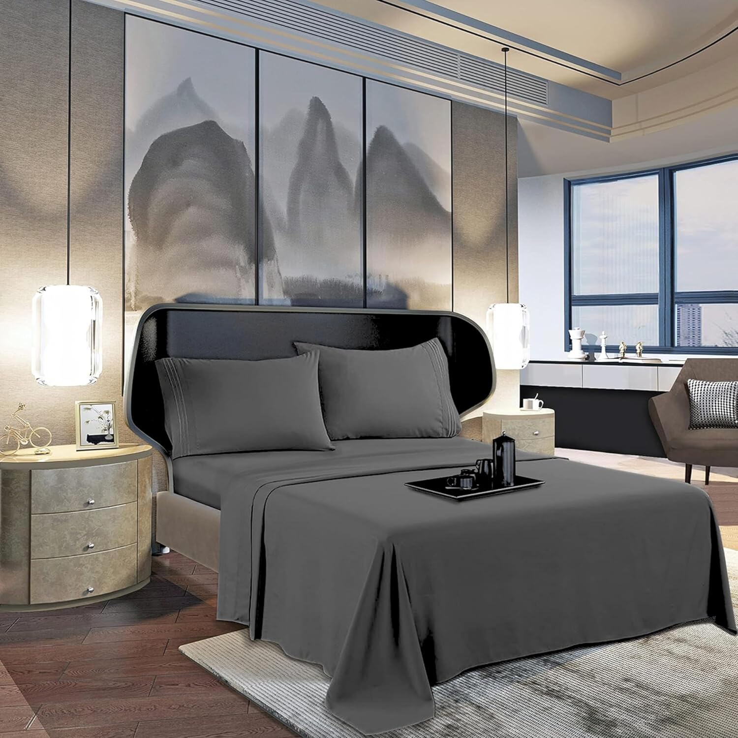 Natural Cotton Cal King Sheets Deep Pocket Cotton, 800