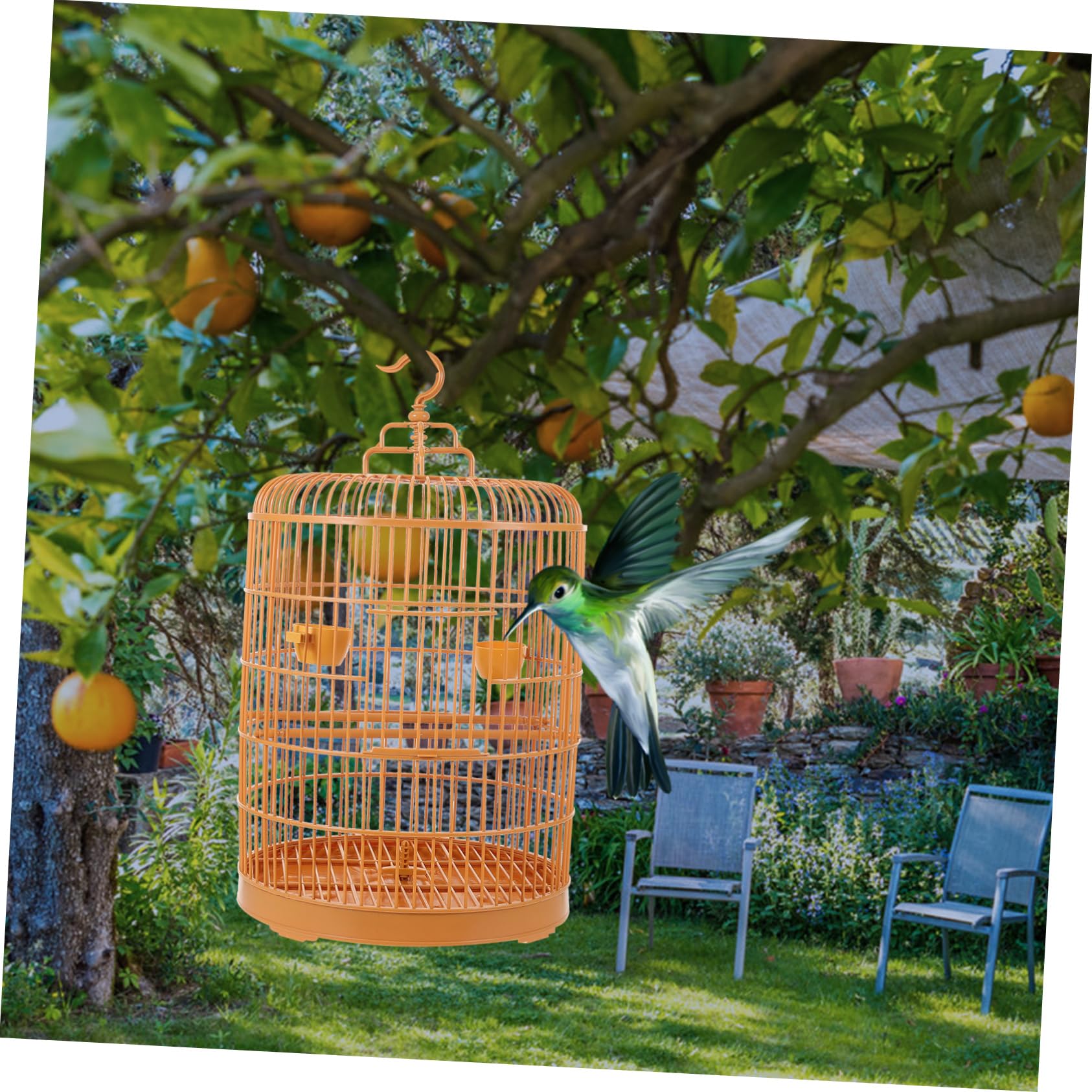 Toddmomy Gabbia per Uccelli in Plastica Rotonda Gialla Versatile ed Elegante Lavorazione Fine, come Gabbia per Uccelli Piccolo da Arredo Appesa in Casa