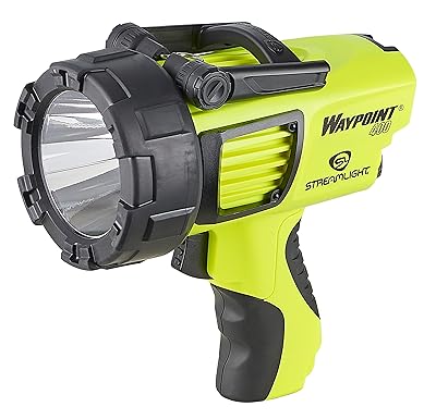 Streamlight 44910 WayPoint 400 1400-Lumen 400,000-Candela Rechargeable Handheld LED Spotlight for Outdoor, Marine, and Emergency Use, Yellow