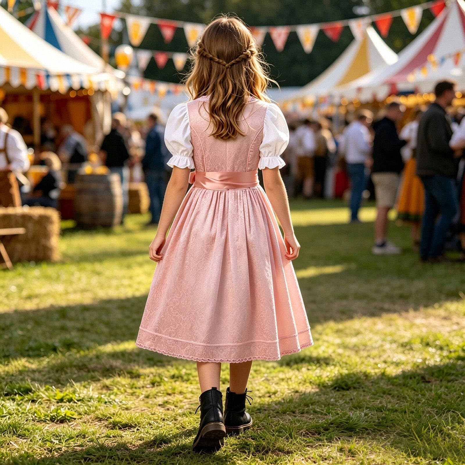 Dirndl dziewczęca bluzka i fartuch w tradycyjnym stylu Dirndl, sukienka midi, sukienka dla nastolatków, nowoczesny strój bawarski tradycyjny