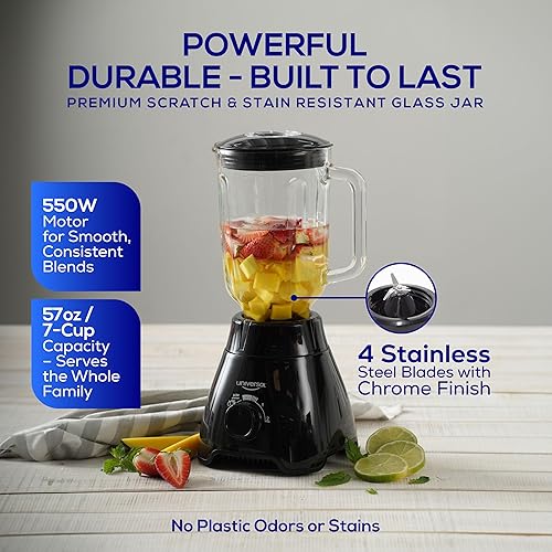 Miniatura 2 de Universal Licuadora Mass Vital de 550 W - Tarro de vidrio de 57 onzas1.8 cuartos de galón1.7 litros, 7 tazas, 2 velocidades + función de pulso y 4