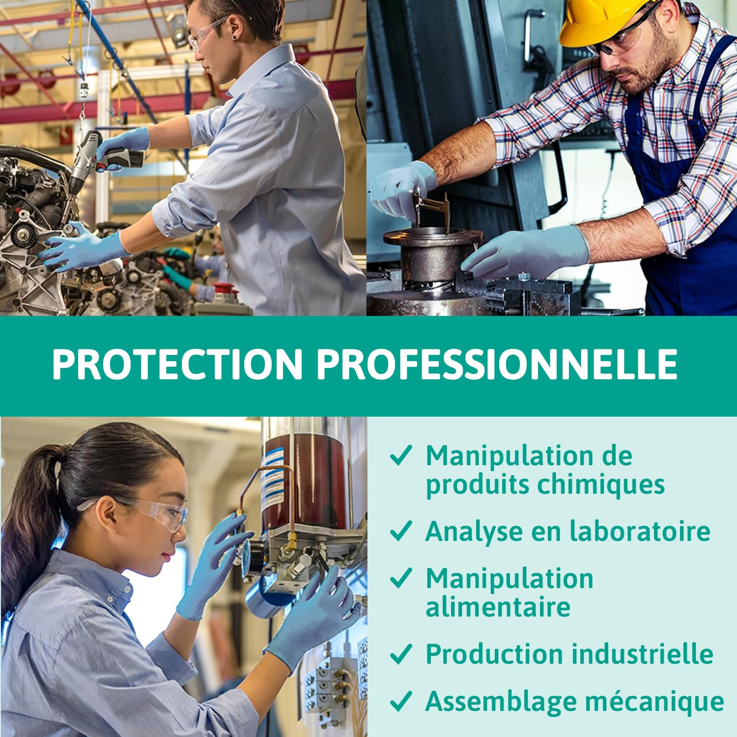 Ansell TouchNTuff 92-665 Gants Jetables en Nitrile, Non Poudrés, Haute Protection Chimique et Mécanique, Contact Alimentaire, Sécurité Industrielle, Sans Latex, Bleu, Taille M (100 Gants)