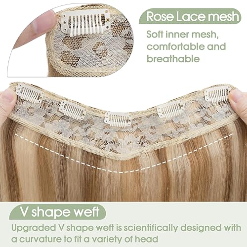 Miniatura 4 de S-noilite Balayager - Extensiones de cabello humano con clip, de una pieza, 5 clips, 34 de cabeza completa, parte en V, trama de cabello más grueso,