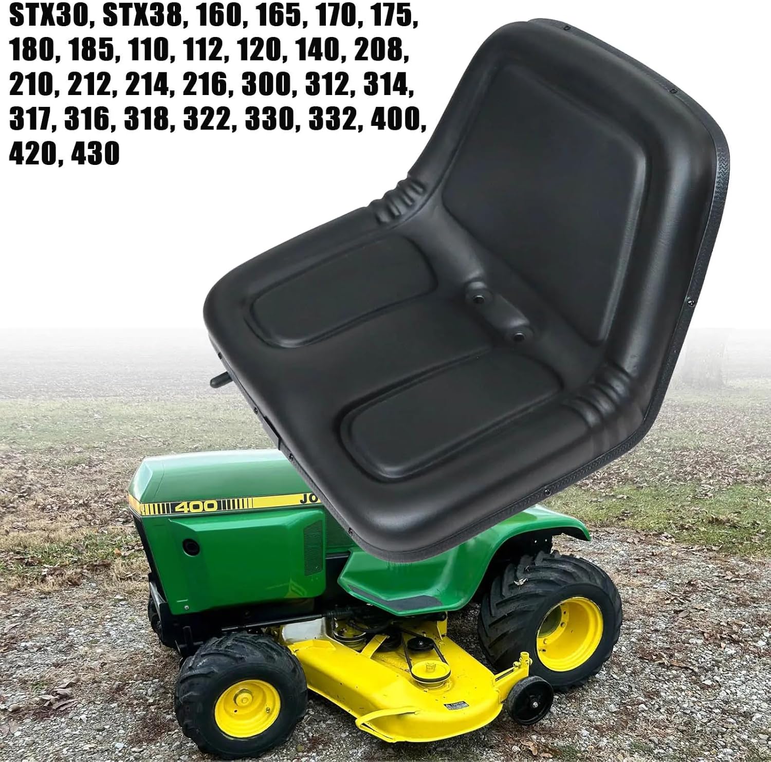 SecosAutoparts Riding Mower Garden Tractor Seat Black For John Deere STX30 STX38 160 165 170 175 180 185 110 112 120 140 208 210 212 214 216 300 312 314 317 316 318 322 330 332 400 420 430