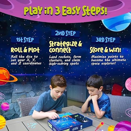 Miniatura 5 de Griddly Kids RocketLander - Juegos familiares de estrategia para pensamiento crítico y habilidades de resolución de problemas, juego de mesa para