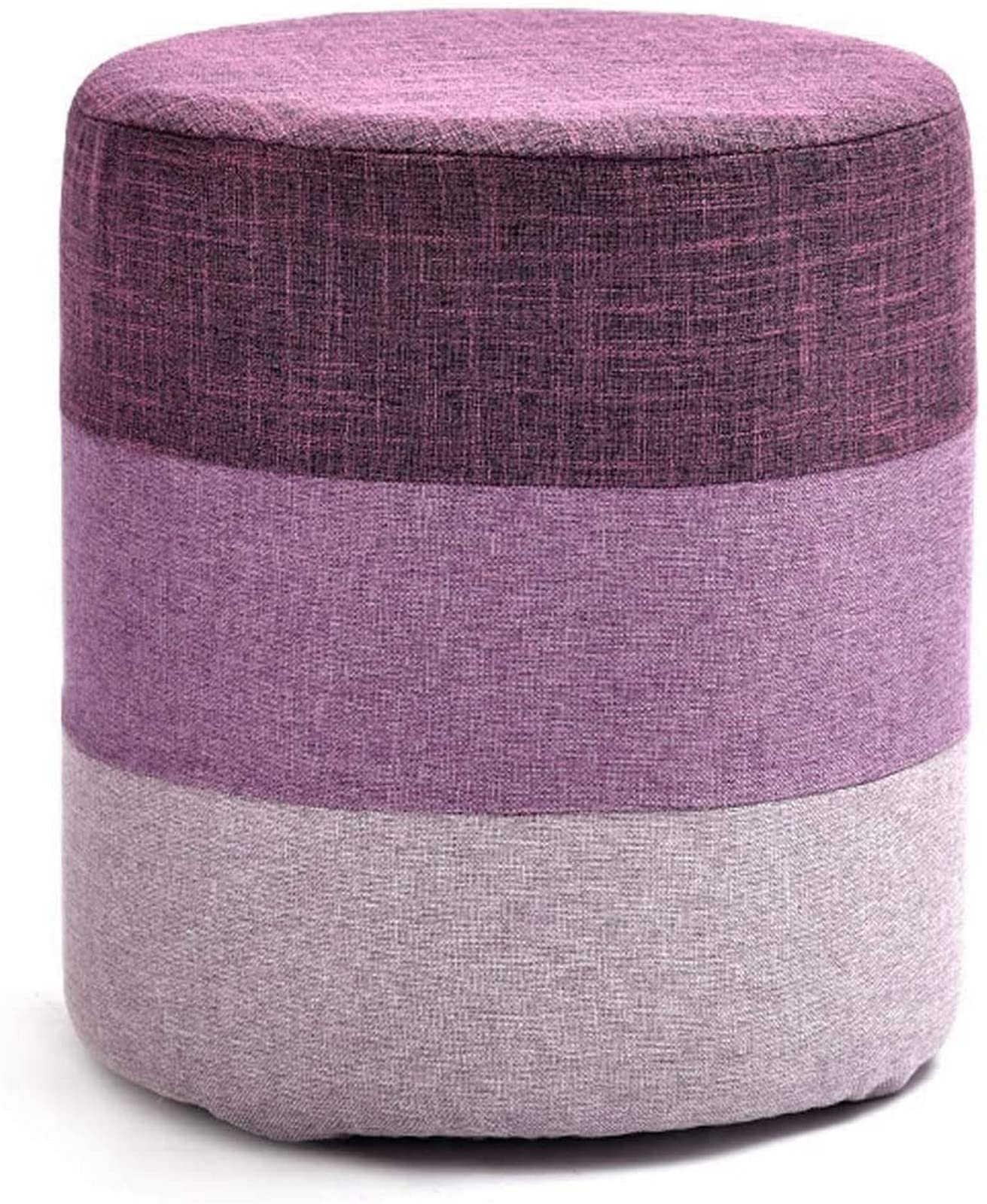 Repose-Pieds Rond en Lin Violet | Tabouret Bas