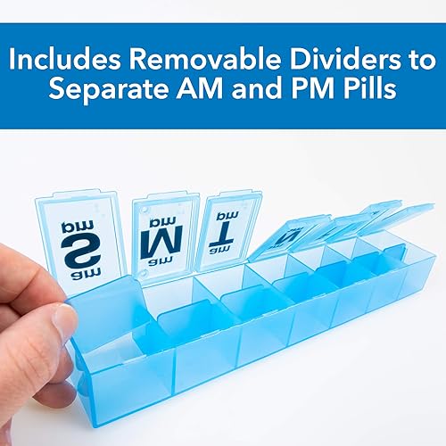 Miniatura 2 de Apex 7 Day XXL - Organizador semanal de pastillas dos veces al día, organizador semanal de píldoras, diario, fácil de abrir, tapas transparentes,