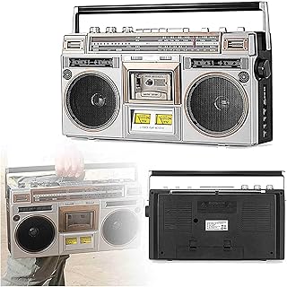 80s Style Boombox CD Tape Player,Portable Dab Radio,Retro Bluetooth Cassette Recorder and AM/FM Radio Speaker For Family Gathering/Travel