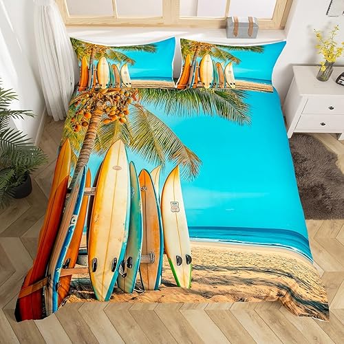 Miniatura 32 de Juego de funda de edredón de olas oceánicas, tamaño Queen, brújula retro faro, velero, juego de ropa de cama náutica para mujeres, hombres y niños,