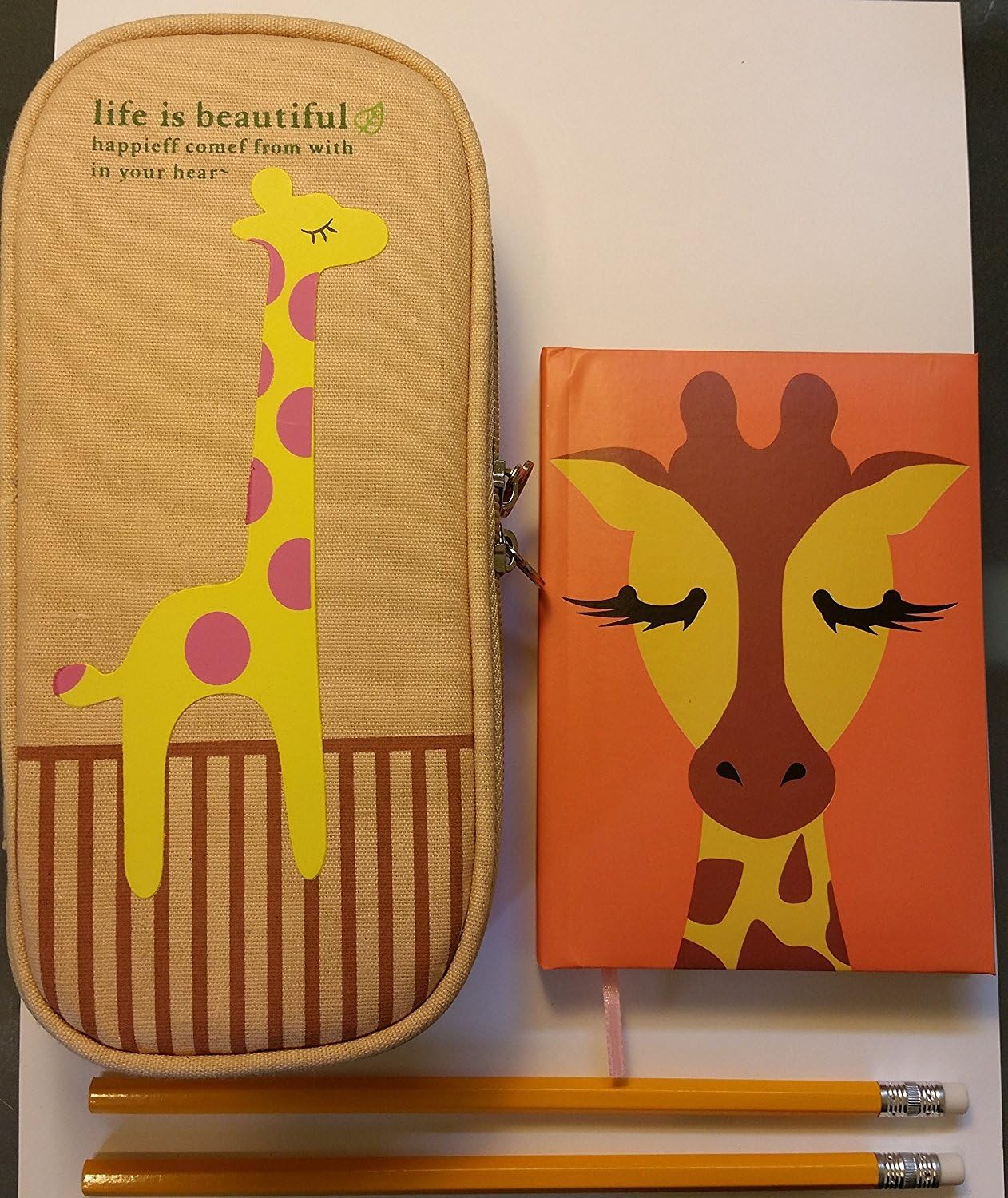 Giraffe Case with Notebook and Pencil Set