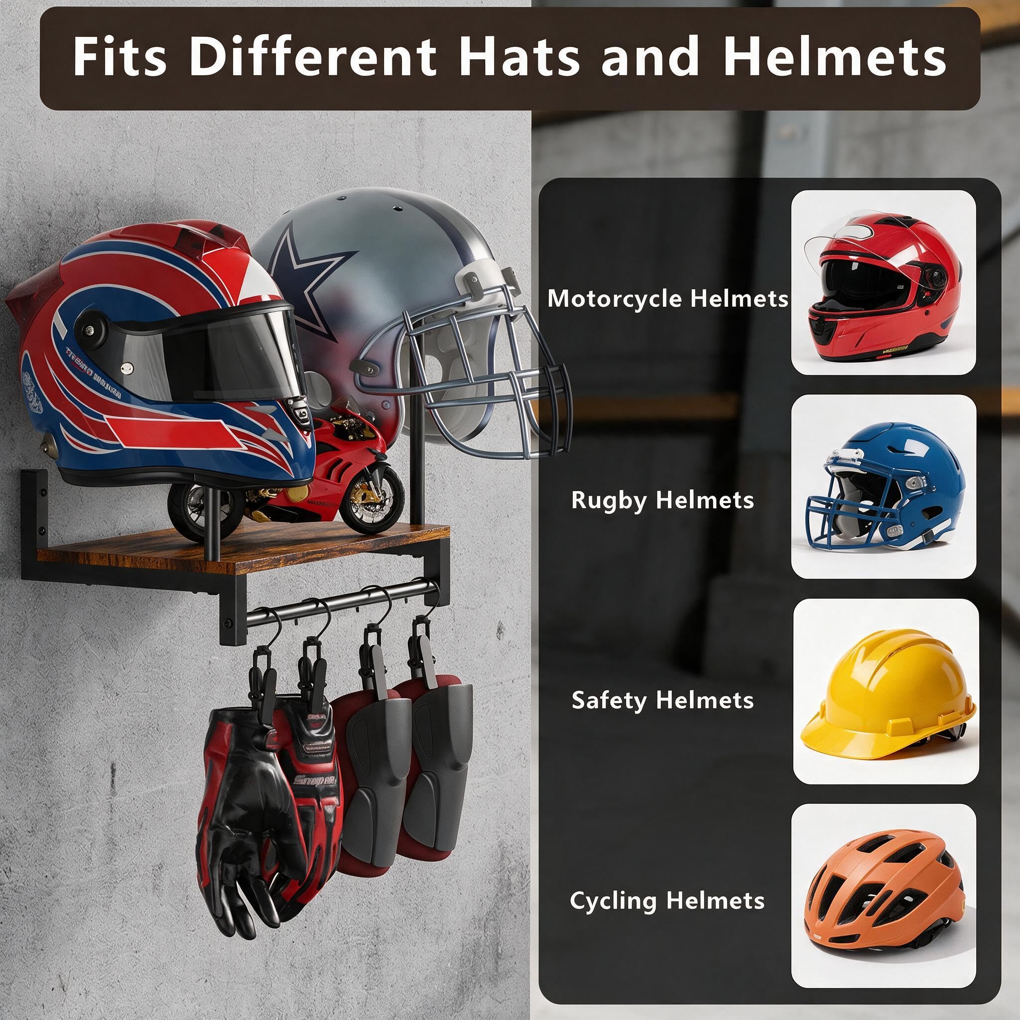 clever ways to store your motorcycle helmet NANAGIFTREE Holder Wall Mount, Solid Wood and Metal Helmet Rack with 4 Glove Clips, Motorcycle Accessories Gear Storage Organizer for Entryway or Garage, Brown : Tools & Home Improvement Sink Rate:Intermediate Smart charger Jansport Backpack Recharge Pack