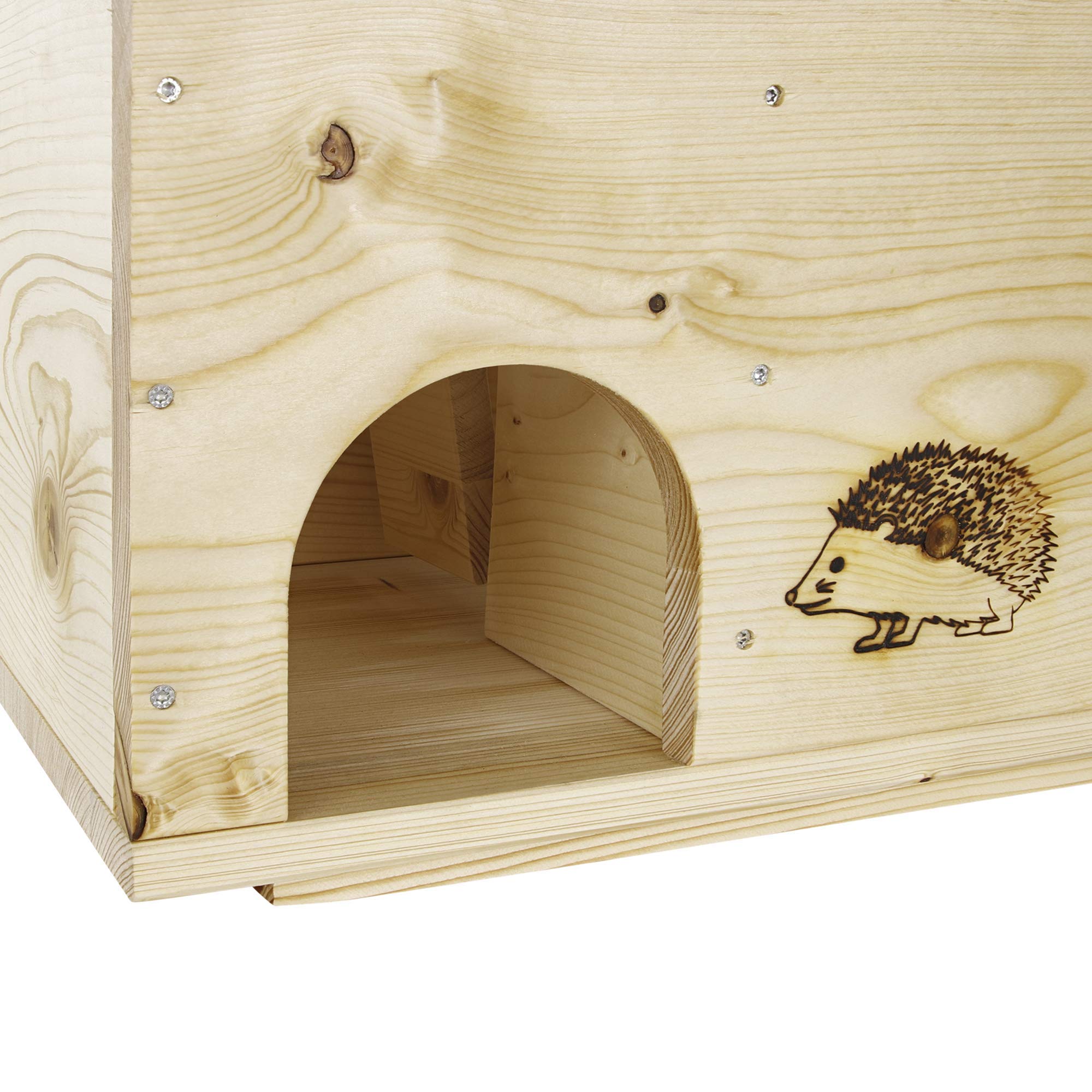 N/A XXXL Igelhaus Igelhotel Igelhütte Futterhaus für Igel Igelfutterhaus Natur aus Vollholz 78cm x 38cm x 30cm