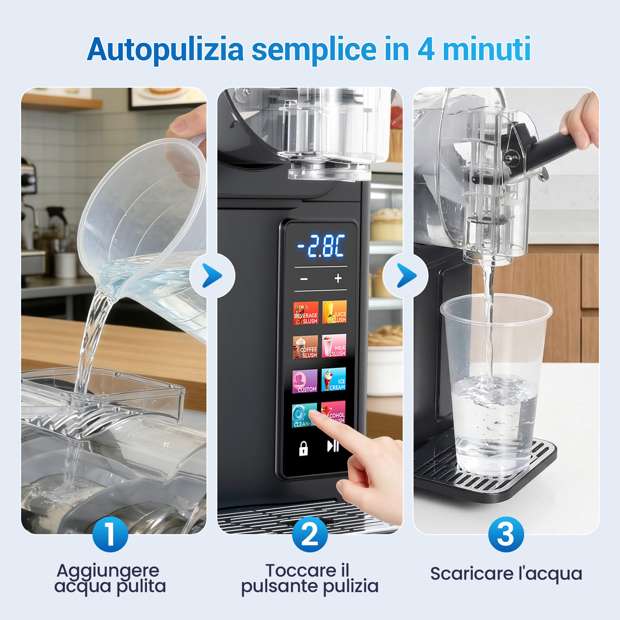 Macchina per granite e gelato soft LEEVOT, macchina per bevande surgelate, 6 programmi preimpostati, blocco bambini, funzione autopulente, ideale per granite margarita domestica 220V 50Hz