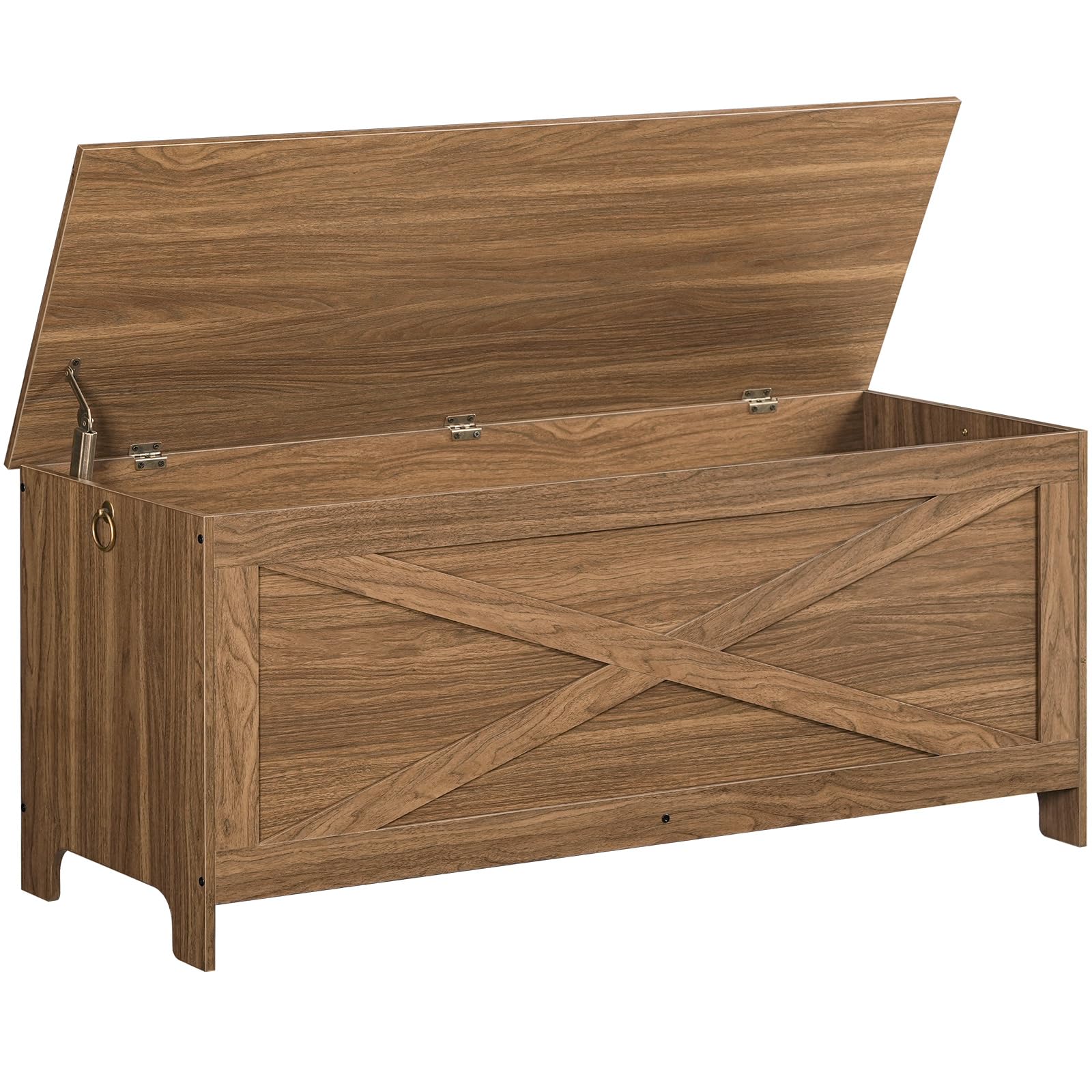 47.2" Toy Chest, Sturdy Entryway Storage Chest with Safety Hinge, Retro Toy Box, Wooden Look Accent Furniture for Living Room, Bedroom, Honey Brown SCOR48801