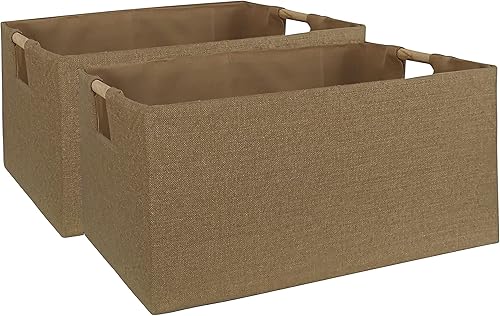 Miniatura 7 de FUULOXE Contenedores de almacenamiento para estantes, cestas rectangulares de armario, caja plegable con asas, cajas de almacenamiento grises para