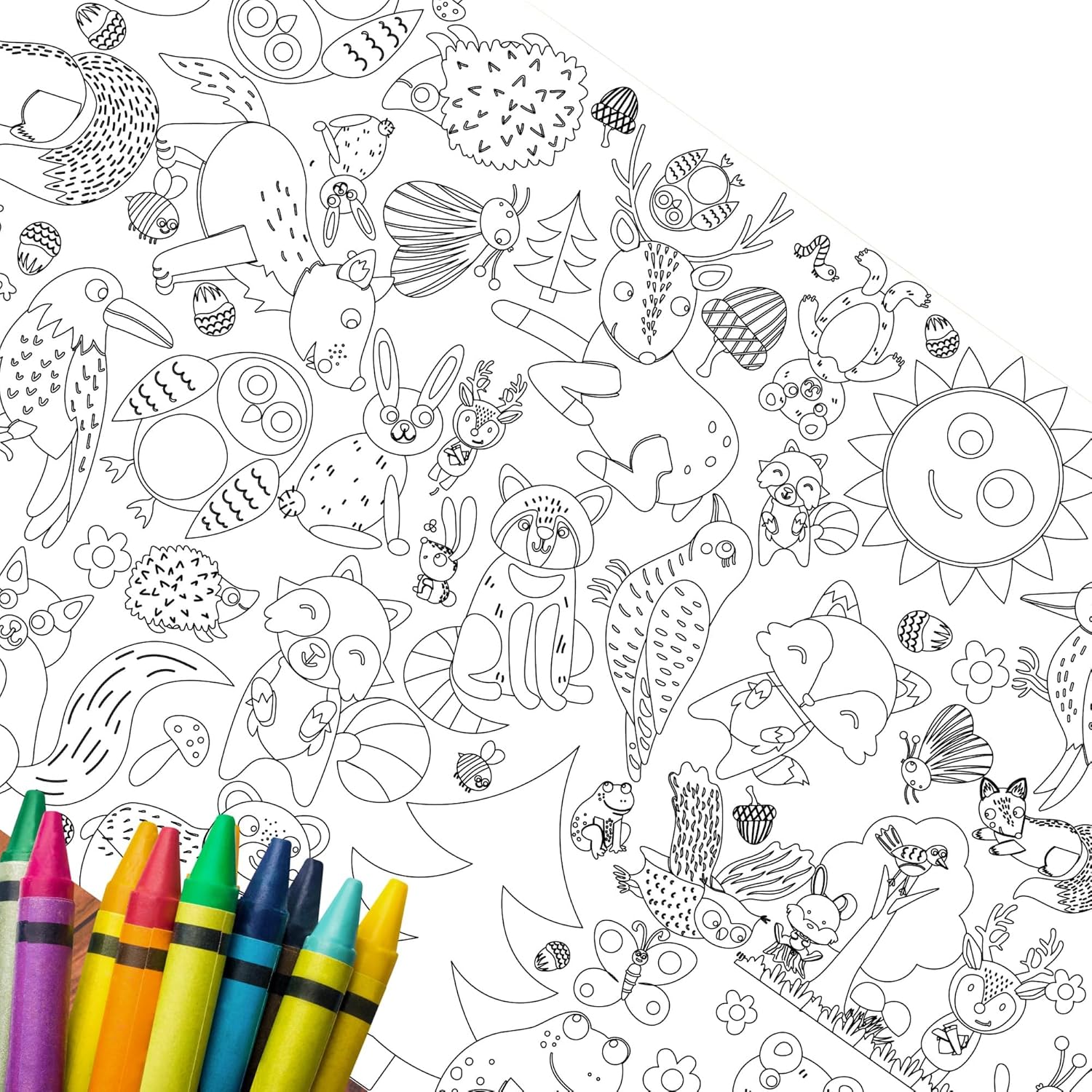 Creative Crayons Workshop - Camping Party Coloring Table Runner - 17in x 8ft Huge Coloring Sheet for Kids Craft & Indoor Play - Little Camper Decor - Children's Party Game Activity - Camp Themed Decor