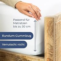 CGK Unlimited Jersey Gumis Lepedő 140x200 cm - 100% Pamut, Légáteresztő, Fehér Matracvédő 30 cm-ig, Boxspring Ágyhoz, Oeko-Tex Tanúsítvánnya 7
