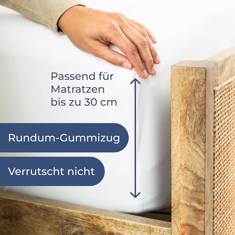 CGK Unlimited Jersey Gumis Lepedő 140x200 cm - 100% Pamut, Légáteresztő, Fehér Matracvédő 30 cm-ig, Boxspring Ágyhoz, Oeko-Tex Tanúsítvánnya