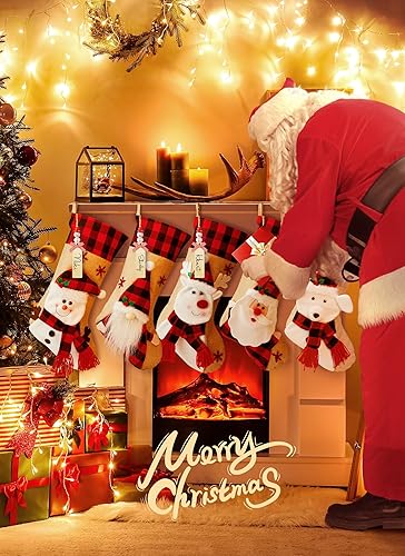 Miniatura 2 de Minetom Calcetines de Navidad con etiqueta de nombre personalizada, paquete de 4 calcetines de Navidad de 18 pulgadas, muñeco de nieve, ciervo, Papá